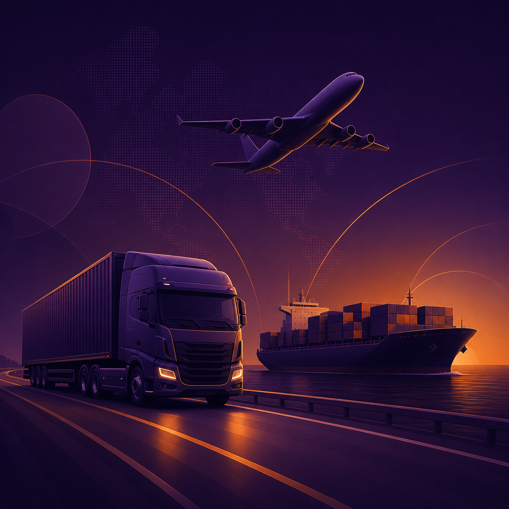 Transporte rodoviário, aéreo e marítimo de cargas
